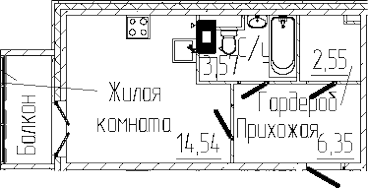 Квартира студия 27.96 м², 3/6 эт., ЖК «SERTOLOVO PARK»